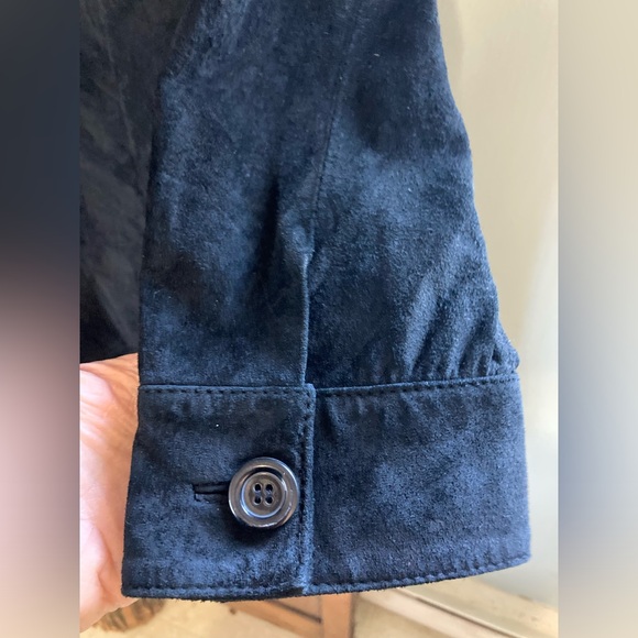 Tristan Black Suede Leather Button Down Jacket / Dress / Tunic / Shirt - Size L - Picture 8 of 12